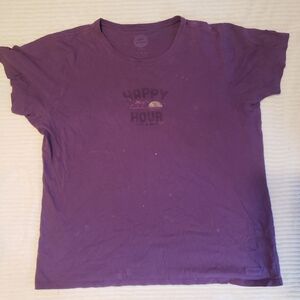 Life Is Good Women Purple Happy Hour Distressed Graphic Tee XXL